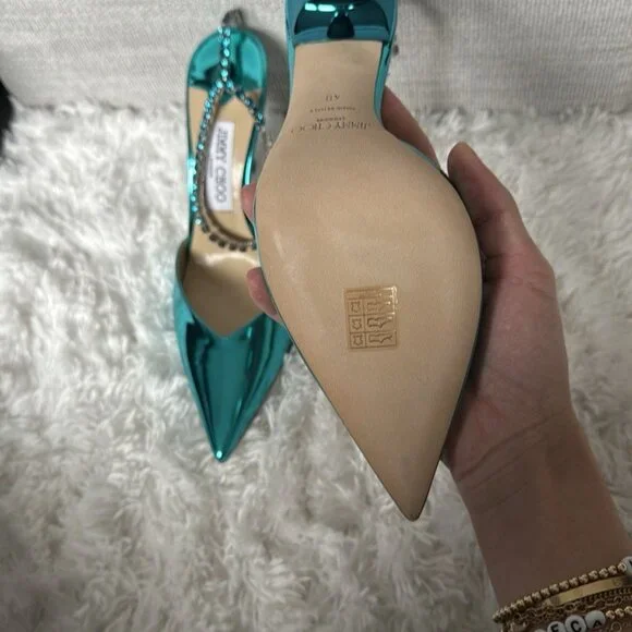 Jimmy Choo Teal Stiletto Heels - Picture 4 of 10